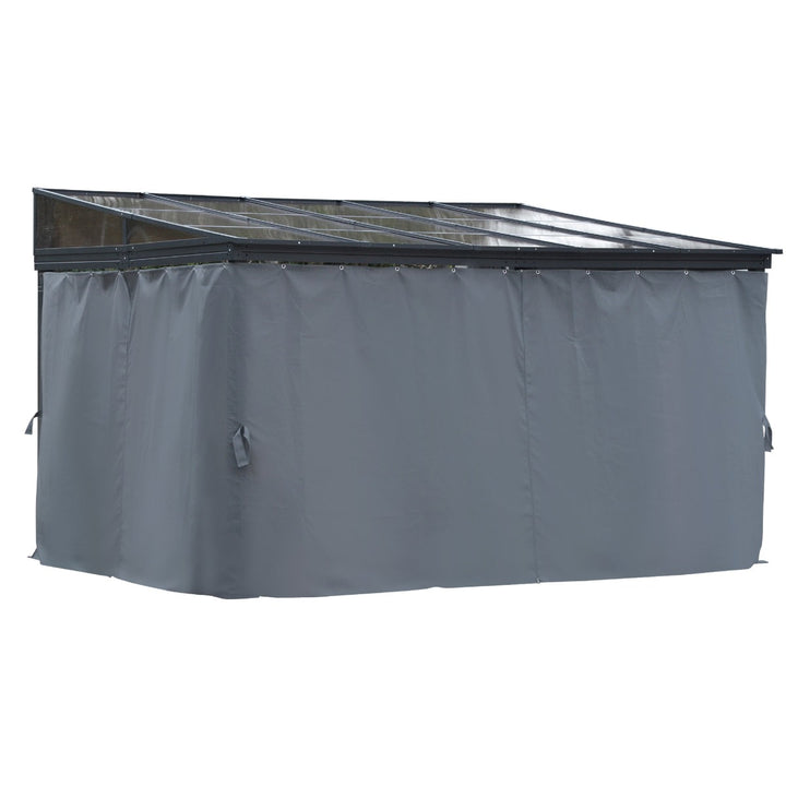 13' x 9.5' Sloped Aluminum PC Hardtop Gazebo Canopy Shelter w/ Curtains, UV Protection, Grey