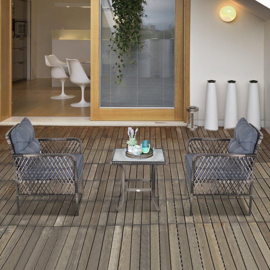 5pc PE Rattan Wicker Conversation Set w/ Armchairs, Cushions, Footstools Outdoor Patio - Grey