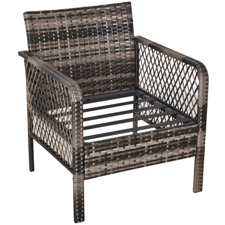 5pc PE Rattan Wicker Conversation Set w/ Armchairs, Cushions, Footstools Outdoor Patio - Grey