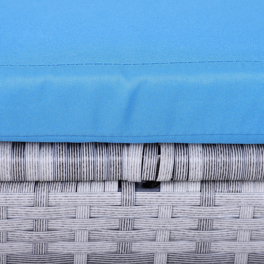 5pc PE Rattan Wicker L-Shape Outdoor Dining Patio Furniture Set w/ Cushions - Grey, Bright Blue