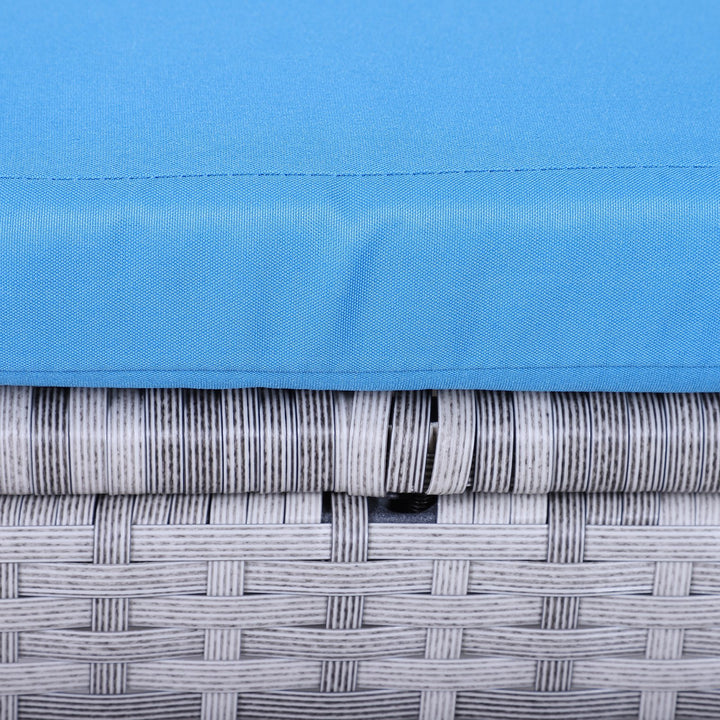 5pc PE Rattan Wicker L-Shape Outdoor Dining Patio Furniture Set w/ Cushions - Grey, Bright Blue