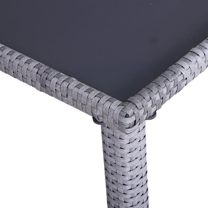 5pc PE Rattan Wicker L-Shape Outdoor Dining Patio Furniture Set w/ Cushions - Grey, Bright Blue