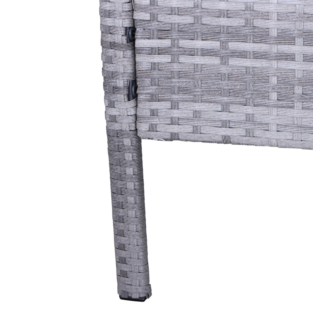 5pc PE Rattan Wicker L-Shape Outdoor Dining Patio Furniture Set w/ Cushions - Grey, Bright Blue