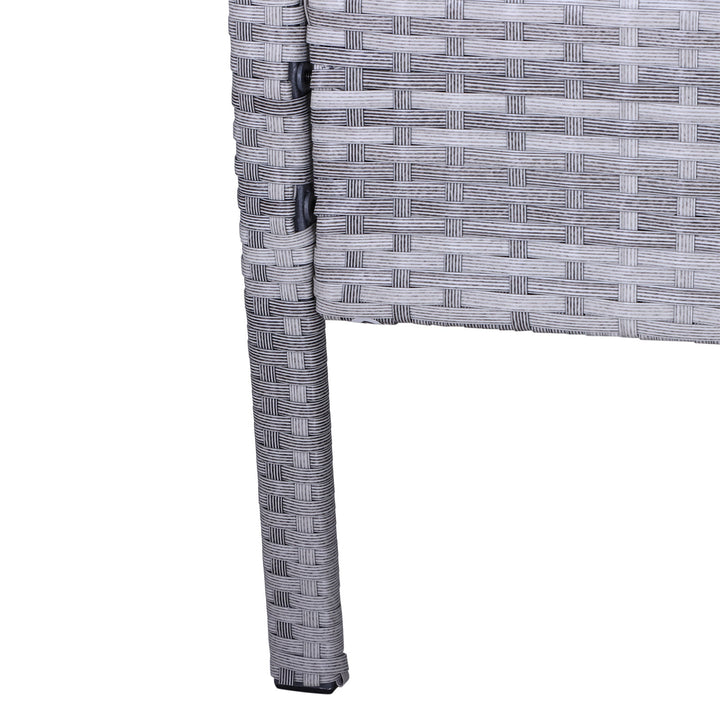 5pc PE Rattan Wicker L-Shape Outdoor Dining Patio Furniture Set w/ Cushions - Grey, Bright Blue