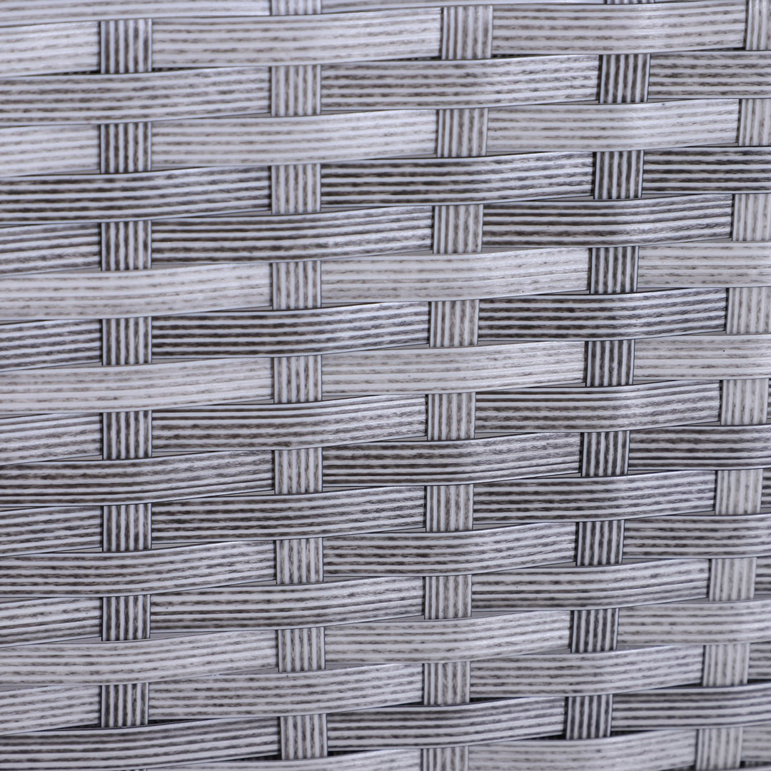 5pc PE Rattan Wicker L-Shape Outdoor Dining Patio Furniture Set w/ Cushions - Grey, Bright Blue