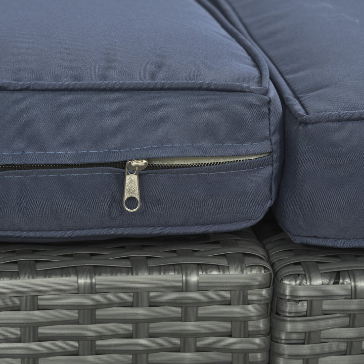 6pc PE Rattan Wicker Compact Conversation Set w/ Recliners for Outdoor Patio – Blue, Grey