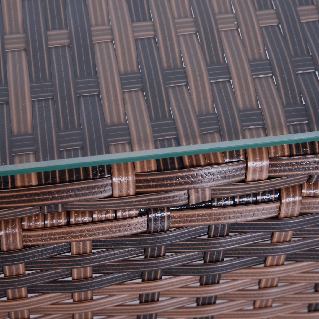 5pc PE Rattan Wicker Conversation Set, Armchairs Cushions Footstools, Outdoor Patio Beige Brown