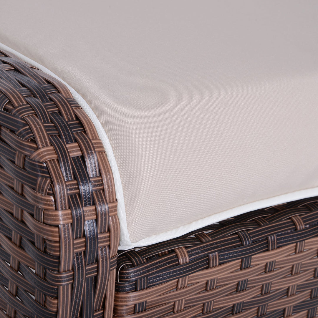 5pc PE Rattan Wicker Conversation Set, Armchairs Cushions Footstools, Outdoor Patio Beige Brown