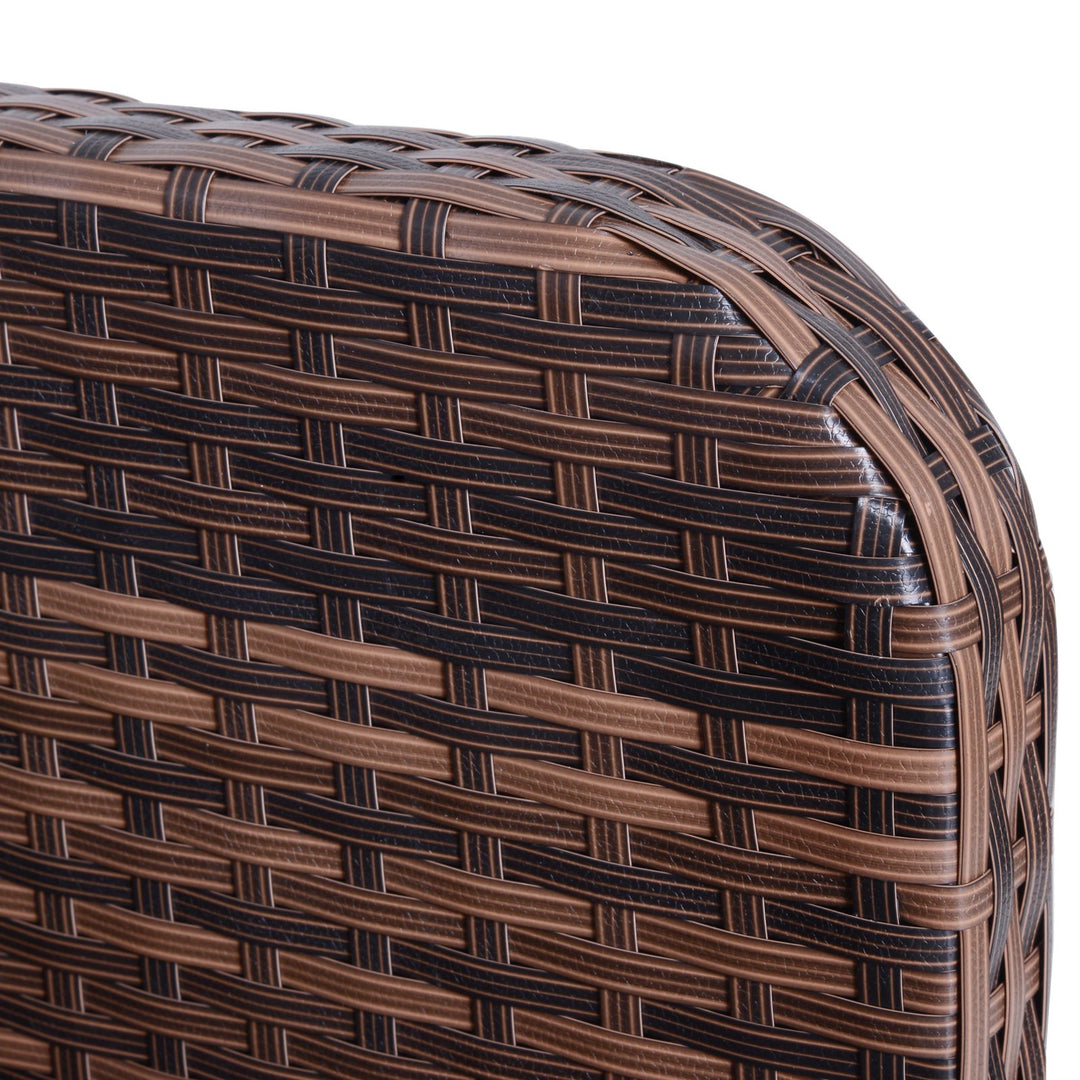 5pc PE Rattan Wicker Conversation Set, Armchairs Cushions Footstools, Outdoor Patio Beige Brown