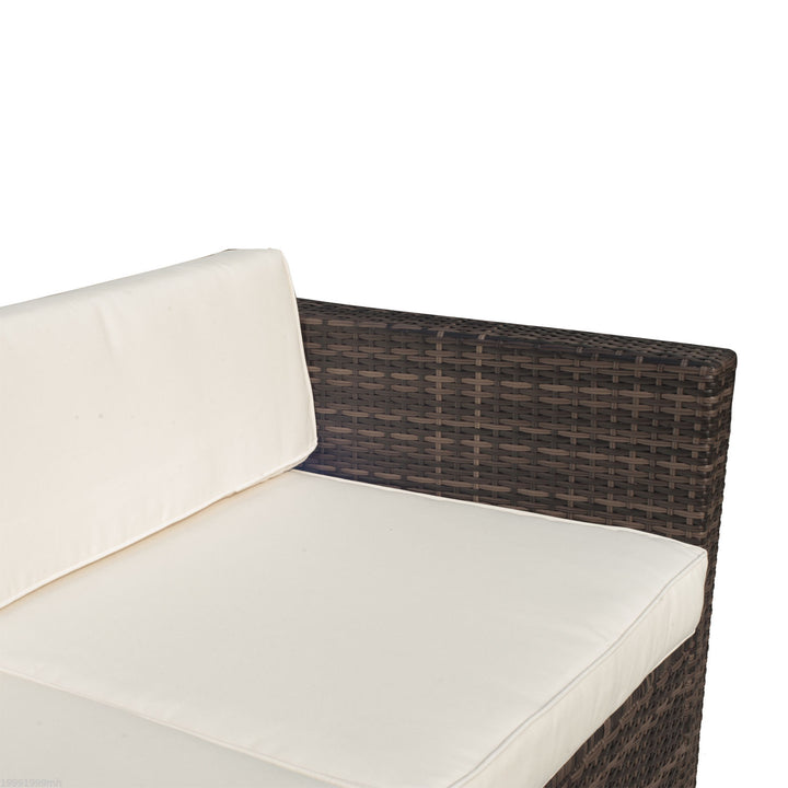 5pc Premium PE Rattan Wicker Aluminum Conversation Sofa Set for Outdoor Patio - Brown, Beige