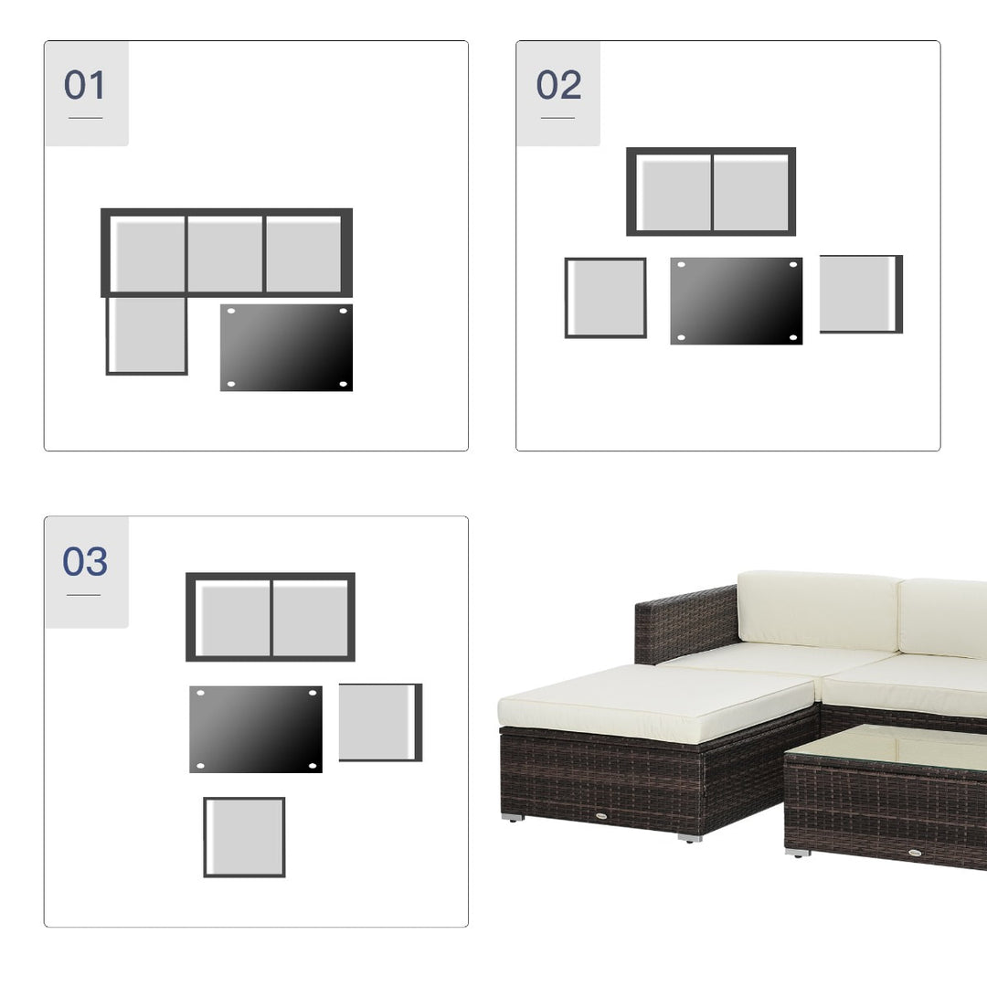 5pc Premium PE Rattan Wicker Aluminum Conversation Sofa Set for Outdoor Patio - Brown, Beige