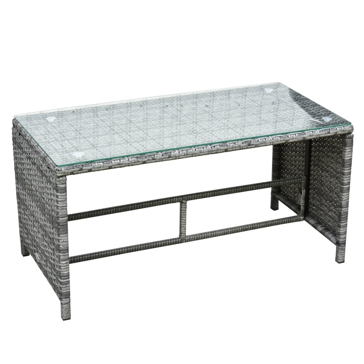 4pc PE Rattan Wicker Conversation Furniture Love Seat Deck Patio Set w/ Cushions - Grey, White