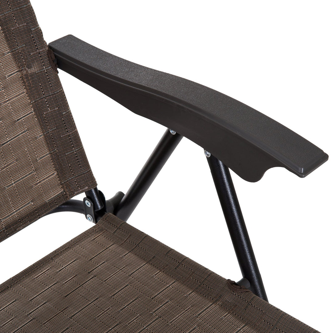 Compact Foldable 3pc Metal, Sling Fabric Bistro Dining Set Outdoor Garden Patio Deck - Brown