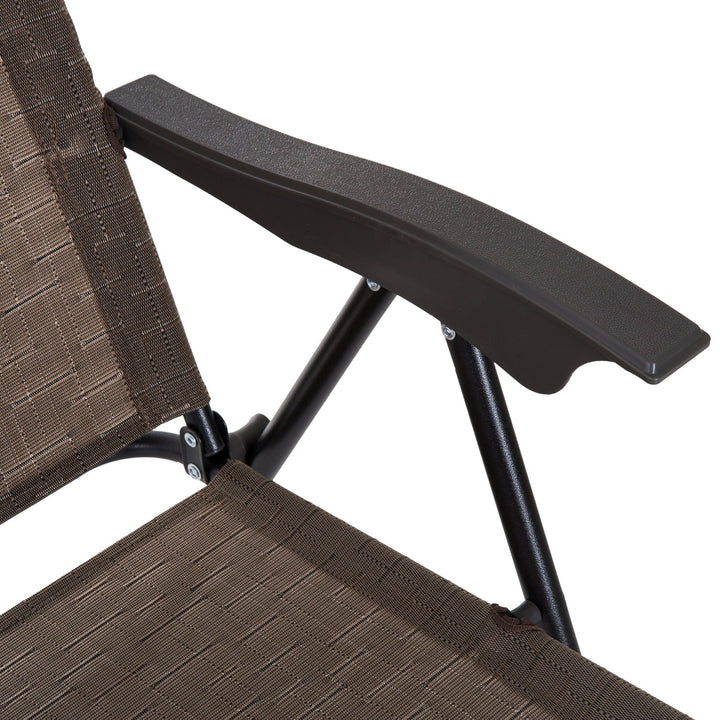 Compact Foldable 3pc Metal, Sling Fabric Bistro Dining Set Outdoor Garden Patio Deck - Brown