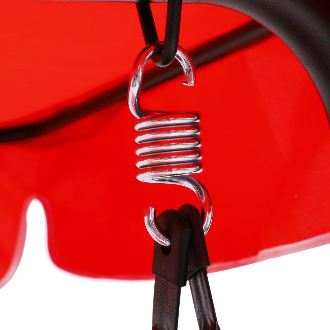 Outdoor 3-Seater Swing Lounger w/ Adjustable Canopy for Patio Backyard Garden Deck Red & White