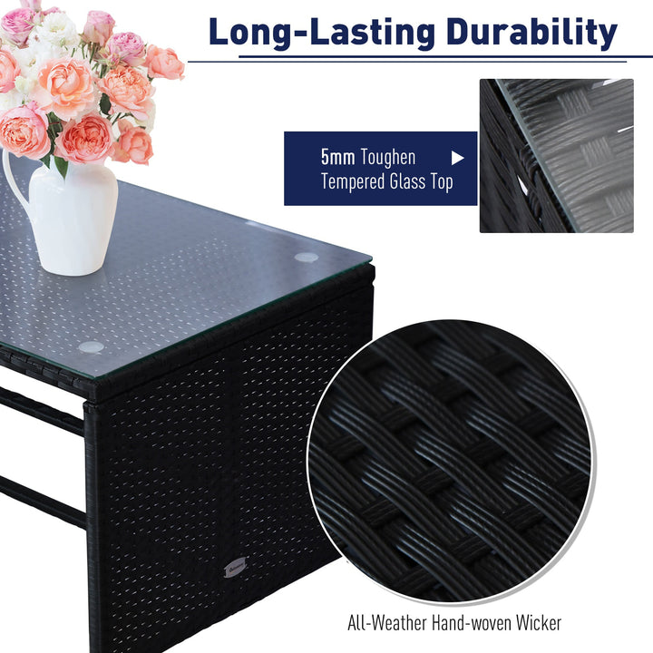 3PC Sofa Conversation Set w/ Cushions for Patio - Blue and Black