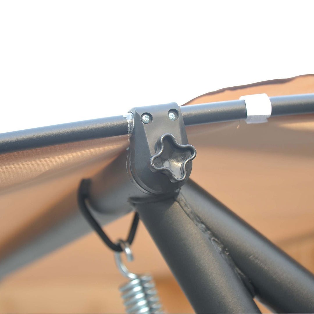 2-in-1 Outdoor 3-Seater Porch Swing / Day Bed w Canopy for Patio Backyard Garden Deck - Beige