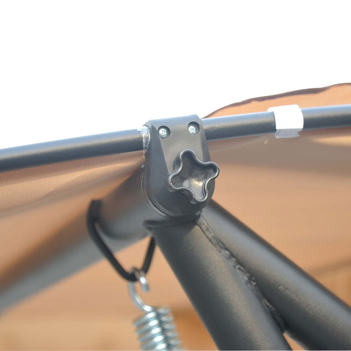 2-in-1 Outdoor 3-Seater Porch Swing / Day Bed w Canopy for Patio Backyard Garden Deck - Beige