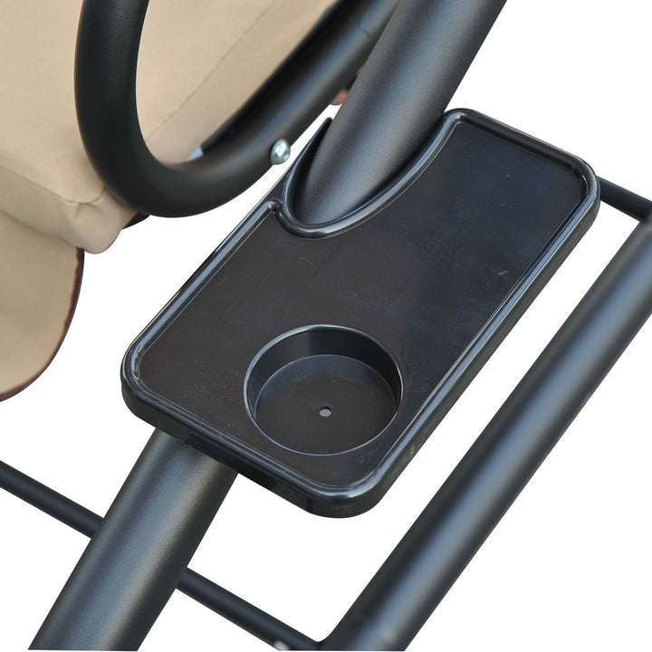 2-in-1 Outdoor 3-Seater Porch Swing / Day Bed w Canopy for Patio Backyard Garden Deck - Beige