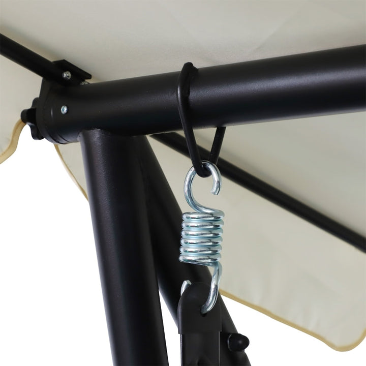 2-in-1 Outdoor 3-Seater Porch Swing / Day Bed w Canopy for Patio Garden Deck - Cream White