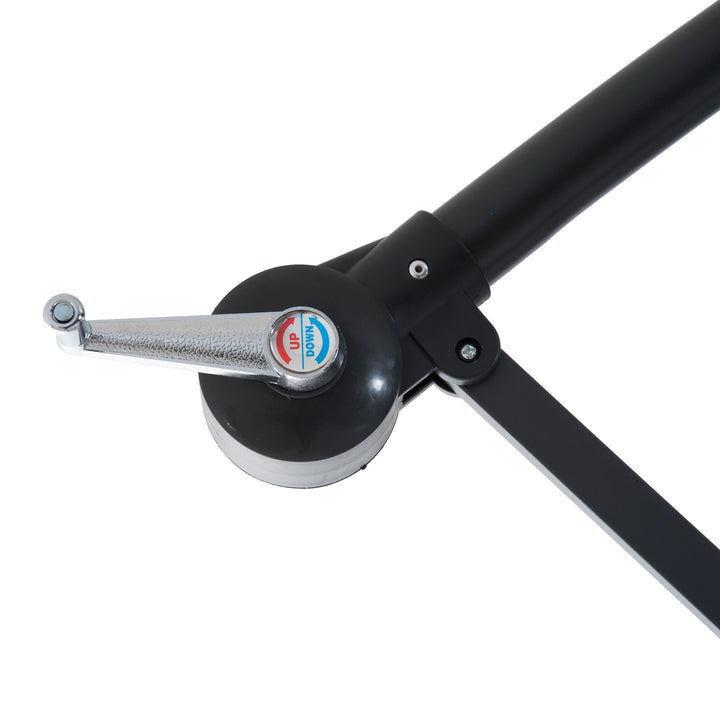 10ft Offset Hanging Cantilever Umbrella Patio Deck Canopy w Cross Base, Crank - Dark Green