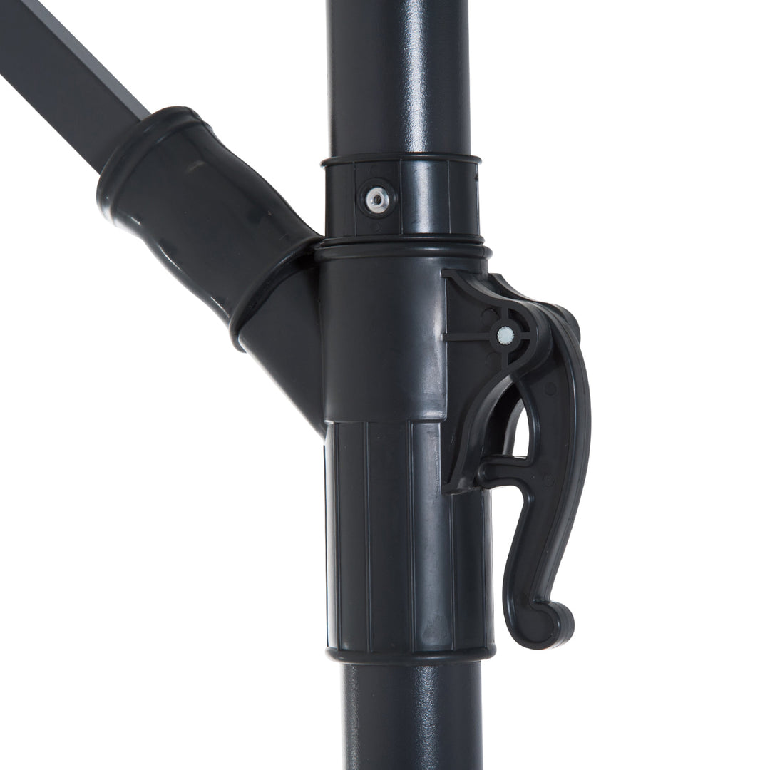 10ft Offset Hanging Cantilever Umbrella Patio Deck Canopy w Cross Base, Crank - Dark Green