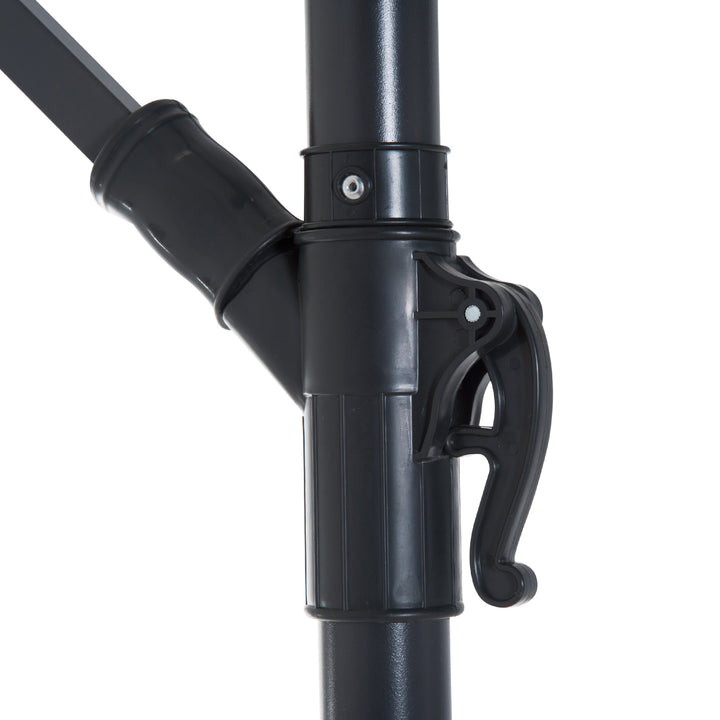 10ft Offset Hanging Cantilever Umbrella Patio Deck Canopy w Cross Base, Crank - Dark Green