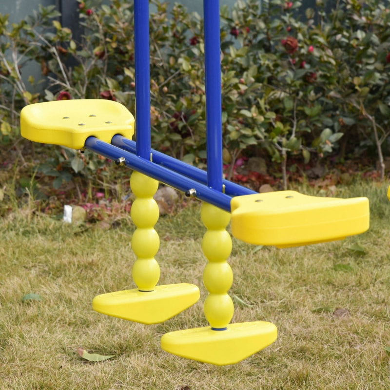 Kids 2 Seat & Glider Metal Outdoor Swing Play Set, A Frame Stand Children's Playground Backyard