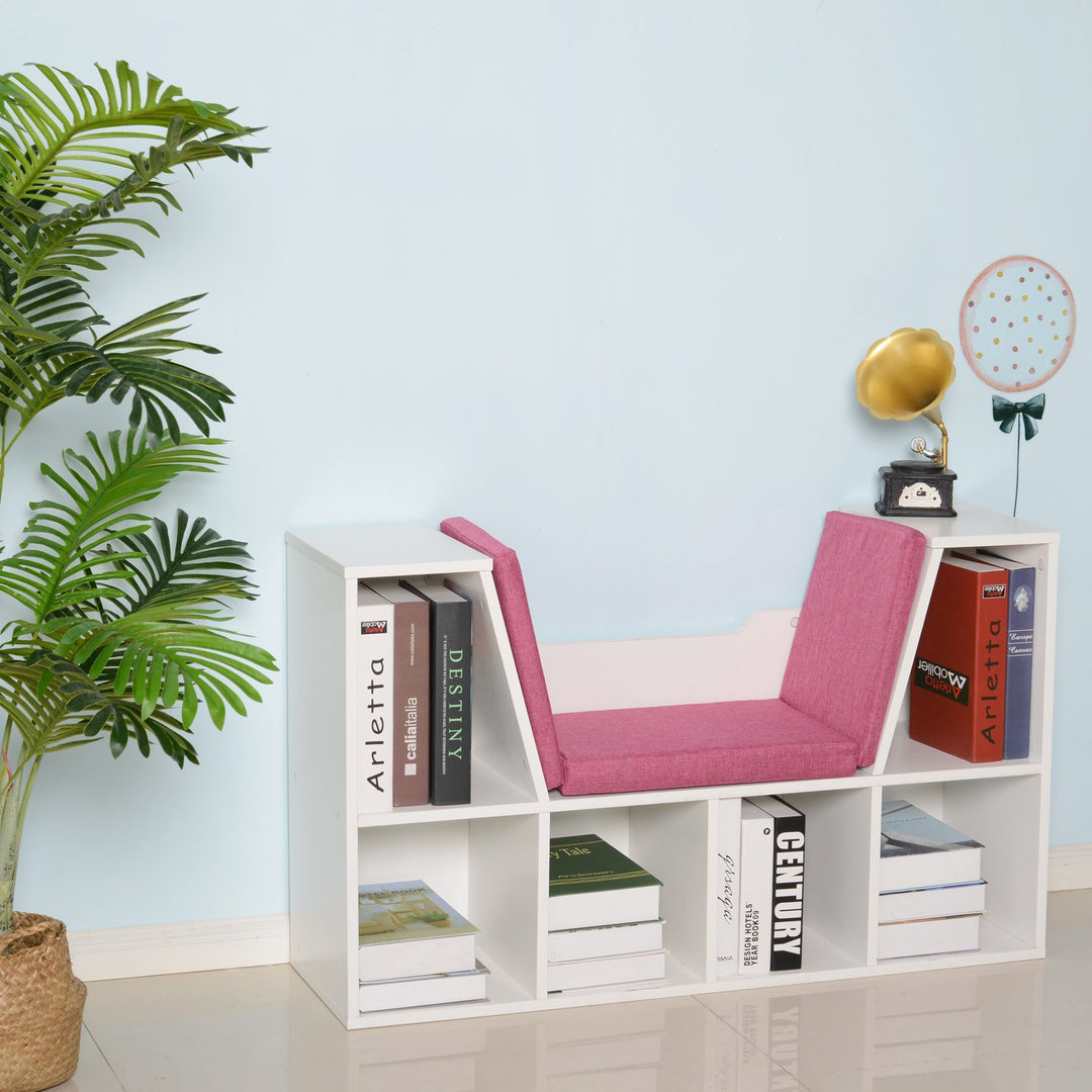 6-Cubby Bookcase / Bookshelf w/ Reading Bench - White