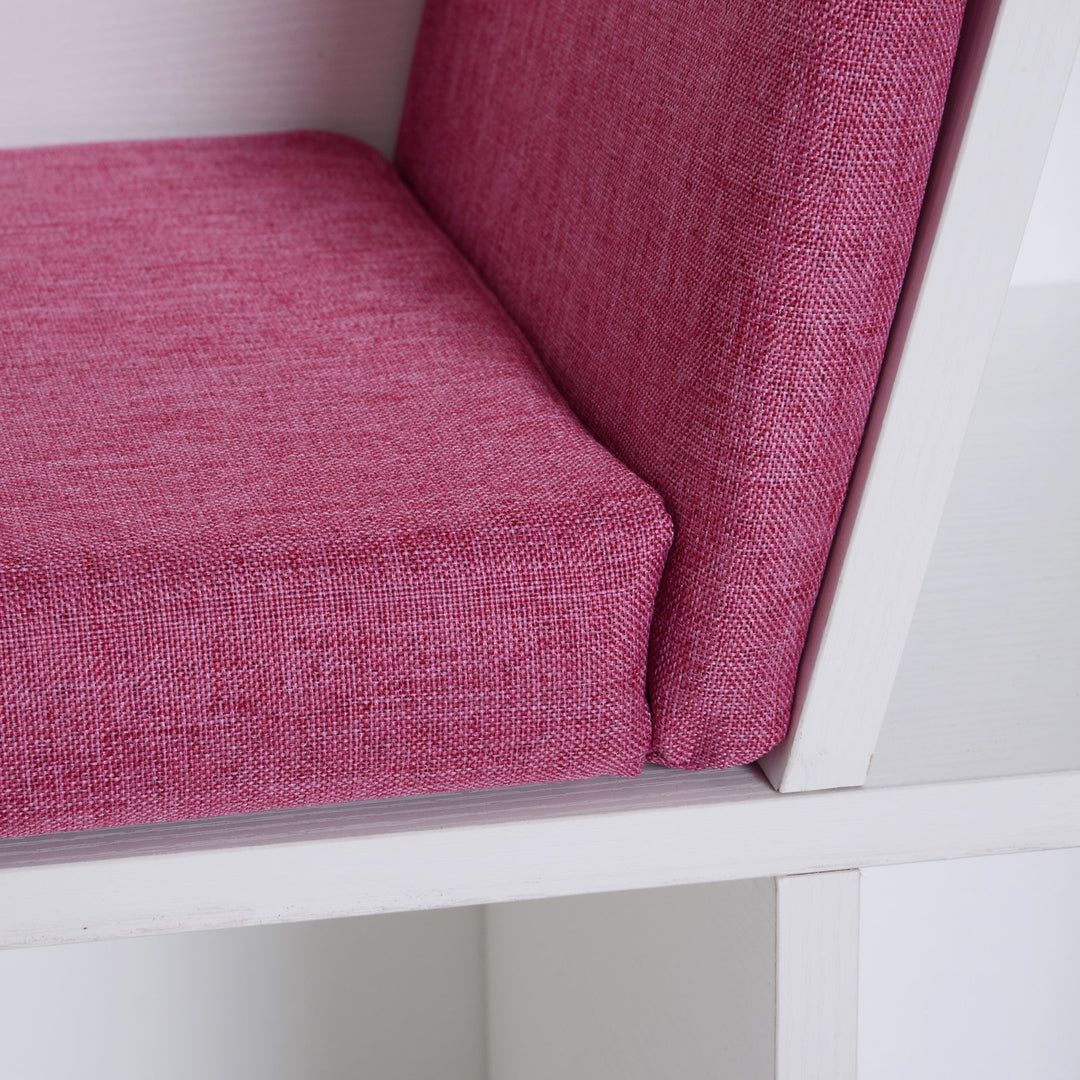 6-Cubby Bookcase / Bookshelf w/ Reading Bench - White