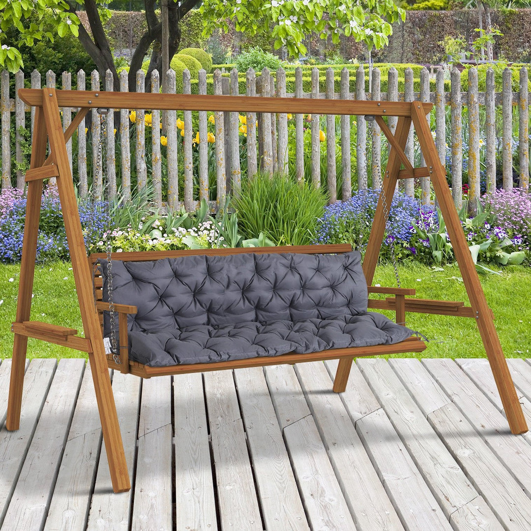 Outdoor Bench Swing Glider Seat Fire Resistant Pillow Cushion ONLY for Patio Deck Garden - Grey