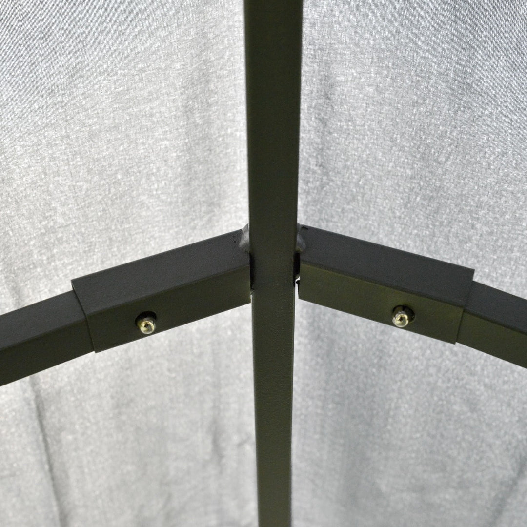 10' x 13' Steel Gazebo Canopy Shelter w Tiered Fabric Roof, Curtains, Outdoor Deck Patio, Grey