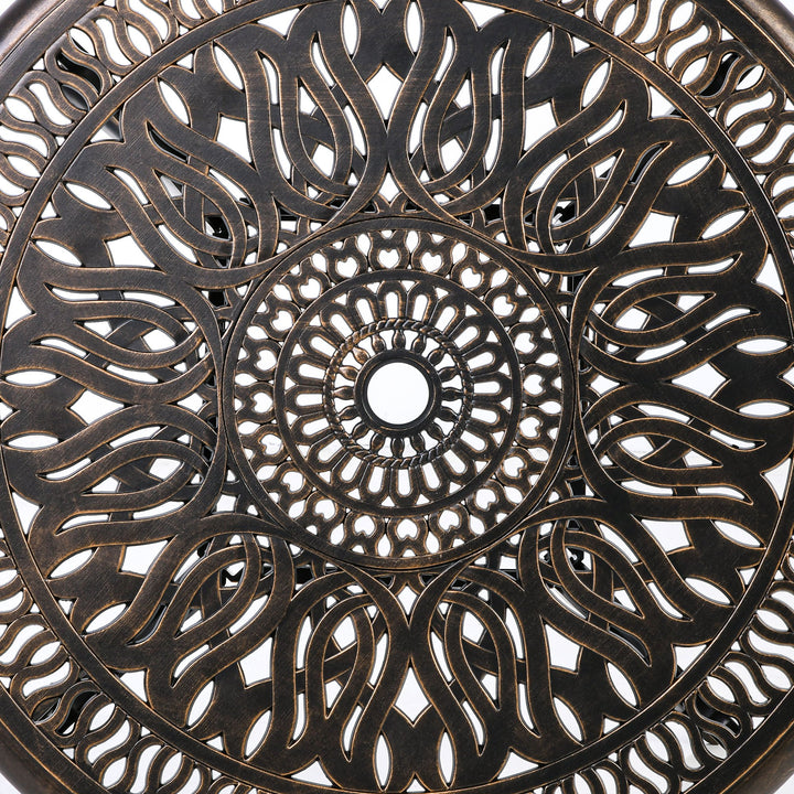 5pc Cast Aluminum Dining Bistro Set w/ Umbrella Hole for Outdoor Patio - Bronze