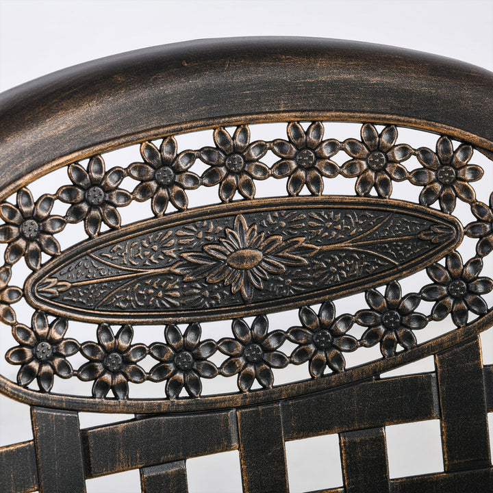 5pc Cast Aluminum Dining Bistro Set w/ Umbrella Hole for Outdoor Patio - Bronze