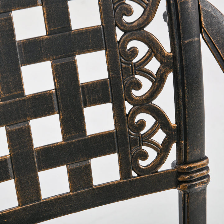 5pc Cast Aluminum Dining Bistro Set w/ Umbrella Hole for Outdoor Patio - Bronze