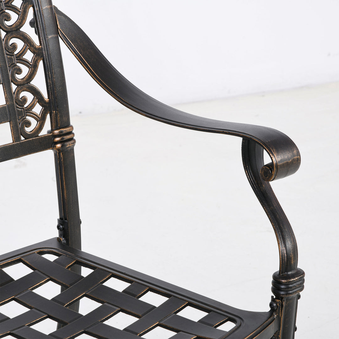 5pc Cast Aluminum Dining Bistro Set w/ Umbrella Hole for Outdoor Patio - Bronze