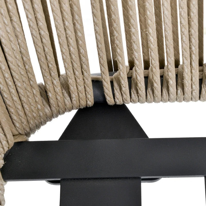 3pc Modern PE Rattan Webbed Wicker Metal Bistro Set w Cushions Patio Deck - Khaki Beige, Grey