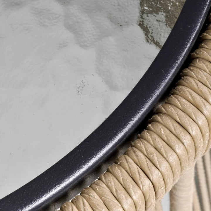 3pc Modern PE Rattan Webbed Wicker Metal Bistro Set w Cushions Patio Deck - Khaki Beige, Grey