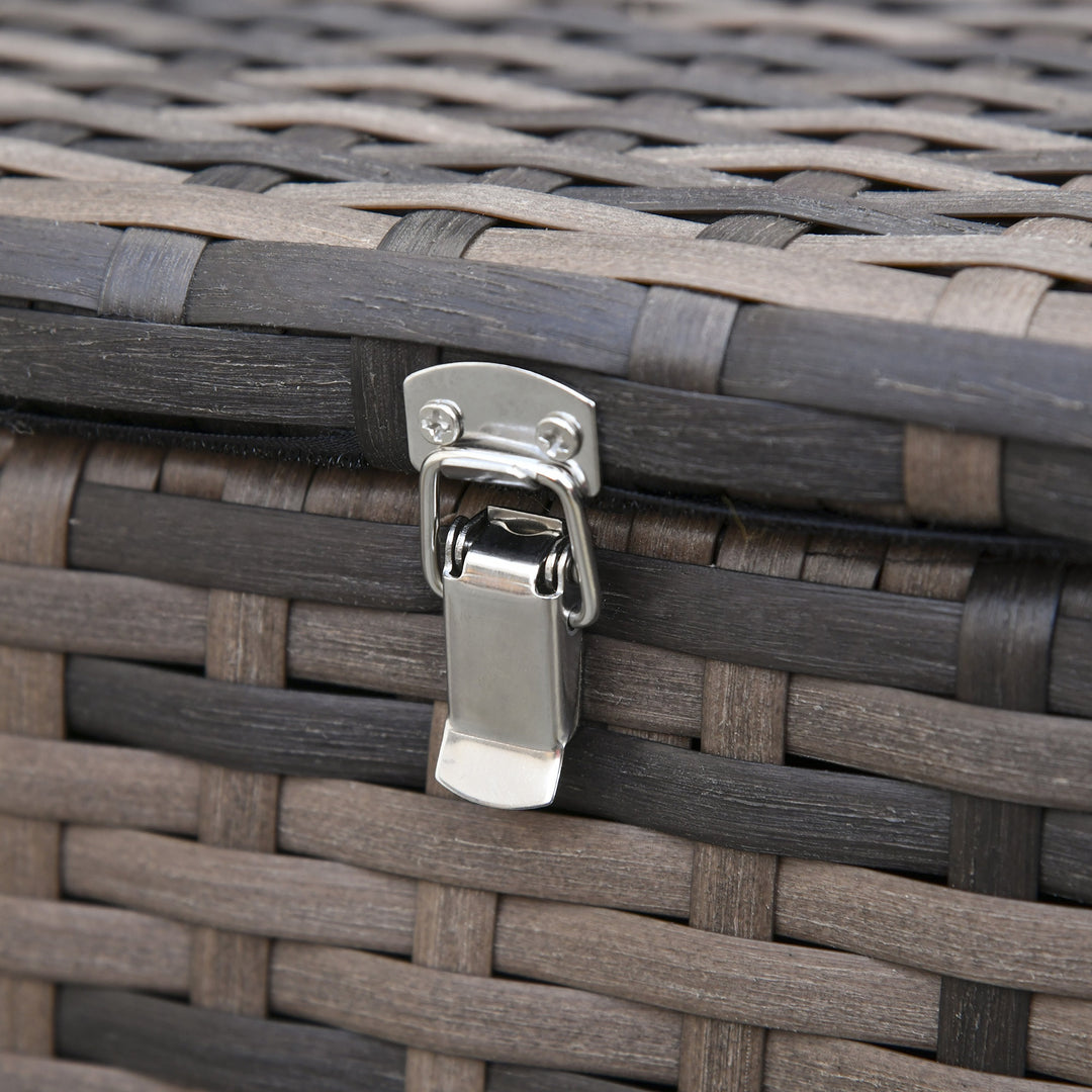 6pc Premium PE Rattan Wicker Conversation Patio Set w/ Cushion Storage, 2 Tables, Brown, Orange