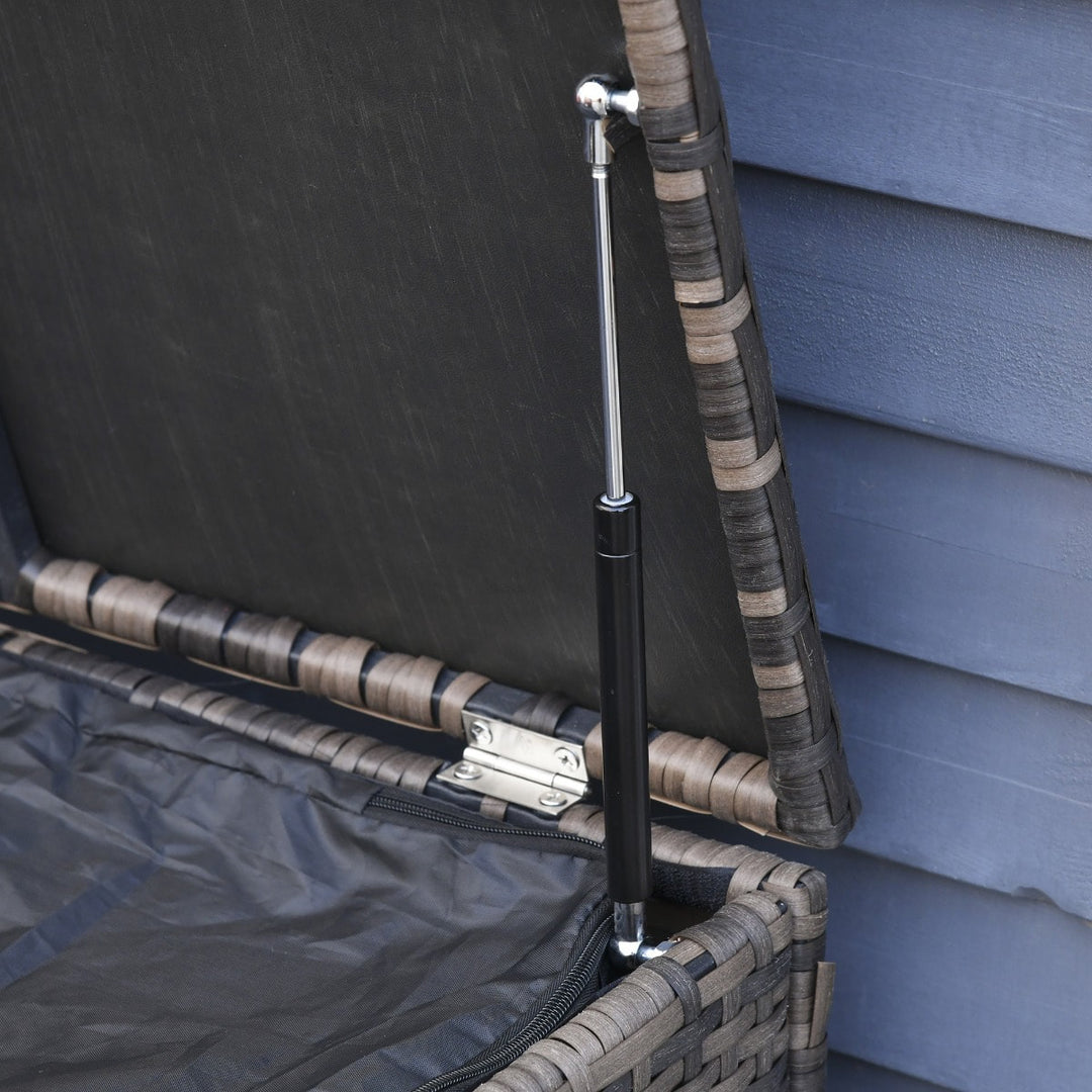 6pc Premium PE Rattan Wicker Conversation Patio Set w/ Cushion Storage, 2 Tables, Brown, Orange