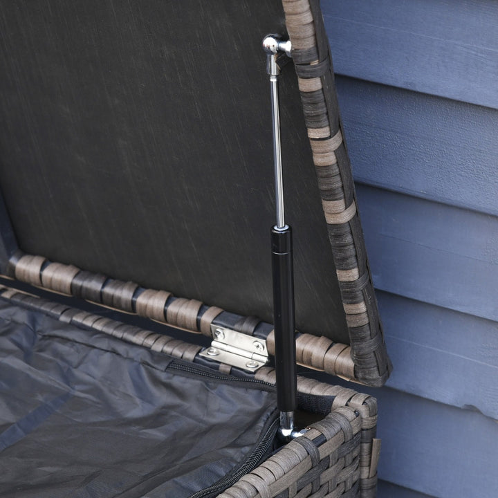 6pc Premium PE Rattan Wicker Conversation Patio Set w/ Cushion Storage, 2 Tables, Brown, Orange