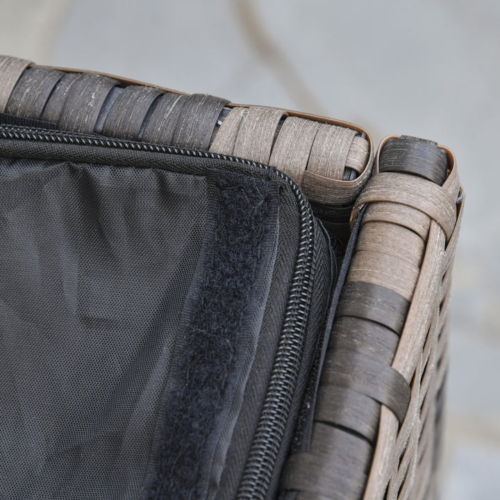 6pc Premium PE Rattan Wicker Conversation Patio Set w/ Cushion Storage, 2 Tables, Brown, Orange