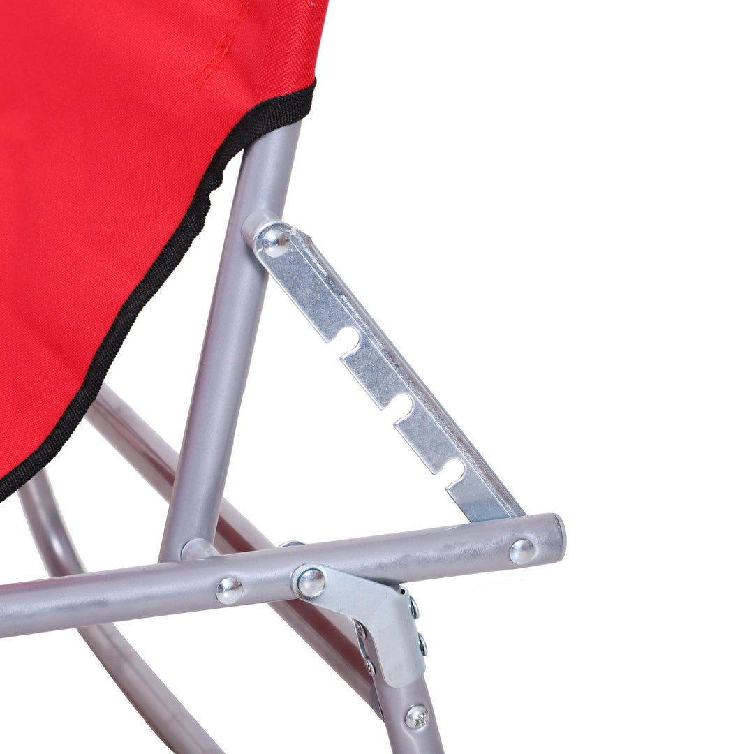 4-Level Folding Chaise Flat Recliner Seat Chair Lounger Cot w Sun Shade Beach Patio Deck, Red