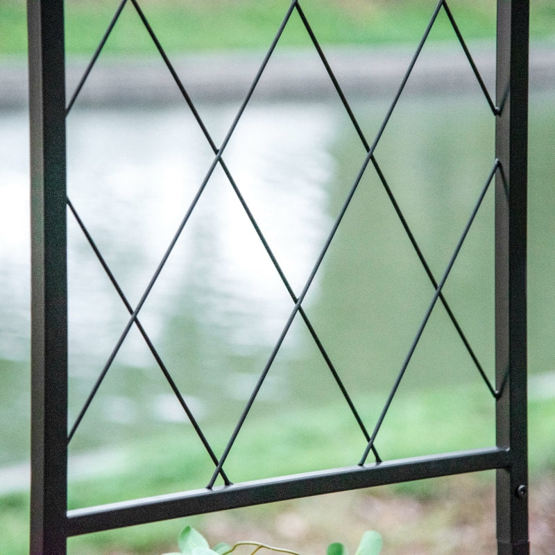 7ft Decorative Metal Garden Arbor Arch Pergola Trellis w Gate for Outdoor Yard Vines - Black