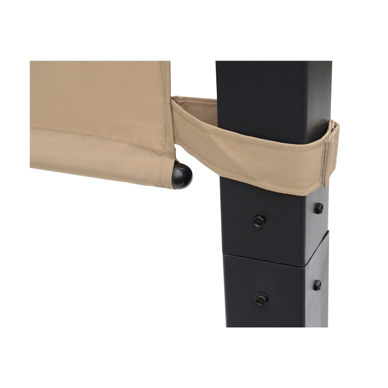 10' x 8' Steel Pergola Gazebo Shelter w Fabric Shade, Arc Roof for Deck Patio, Black w Khaki