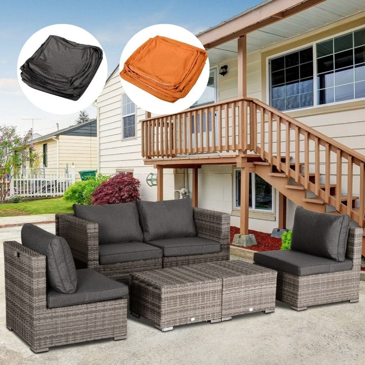8pc PE Rattan Wicker Space Saving Sectional Conversation Set w/ Cushions - Mixed Grey, Orange