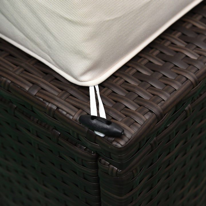 6pc PE Rattan Wicker Conversation Sectional Sofa Patio Set w Cushions – Brown, Cream White