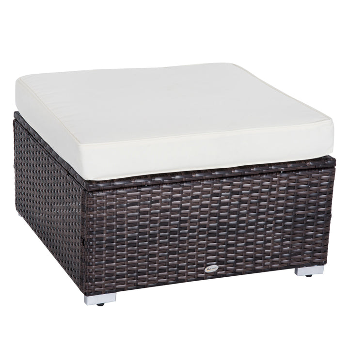 6pc PE Rattan Wicker Conversation Sectional Sofa Patio Set w Cushions – Brown, Cream White