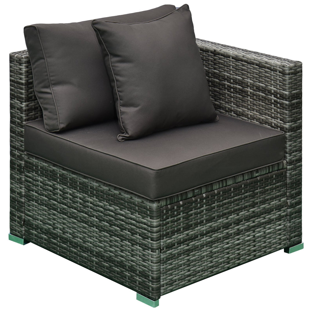 6pc Premium PE Rattan Wicker Sofa Conversation Set w Ottoman, Cushions for Outdoor Patio, Grey