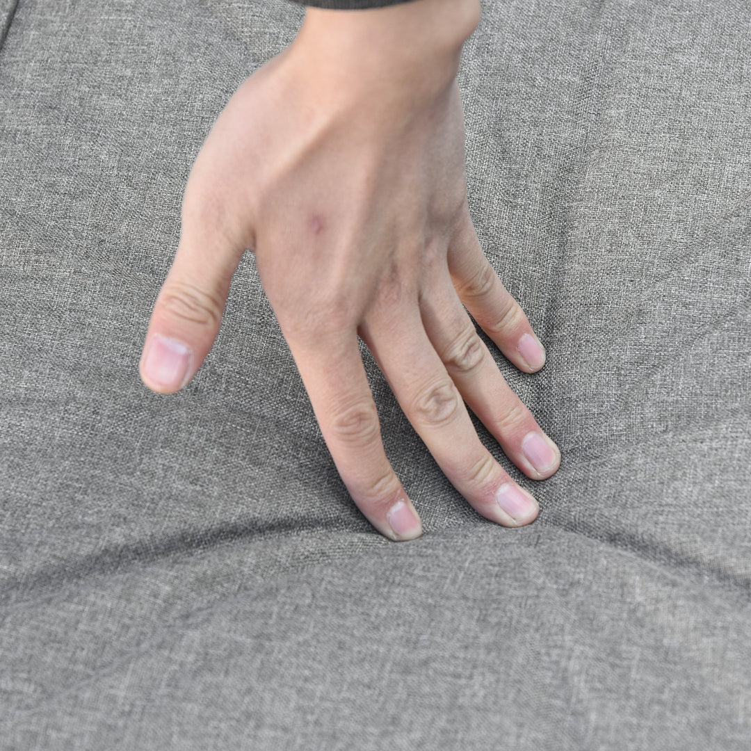 6pc L-Shape Aluminum PE Rattan Wicker Conversation Patio Set w/ Cushions, Footstools - Grey